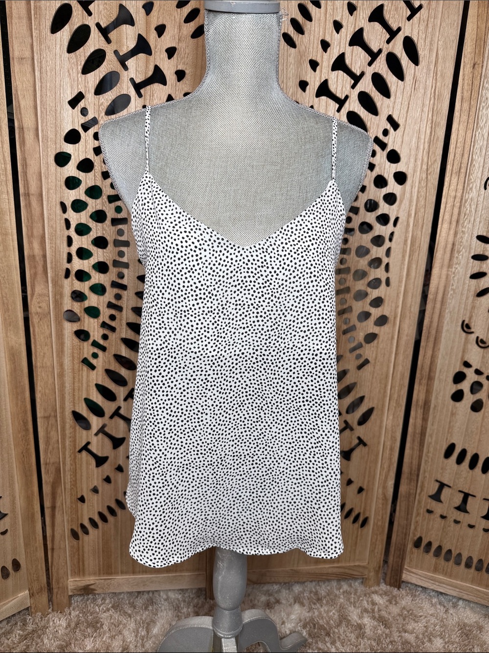 mine White Black Polka Dot Camisole Slip Top
